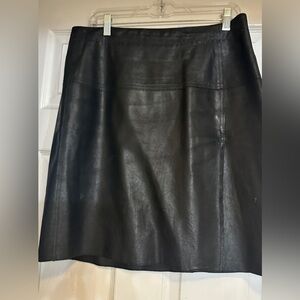 Max Studio Skirt Black Leather A-line Knee Length Size 10